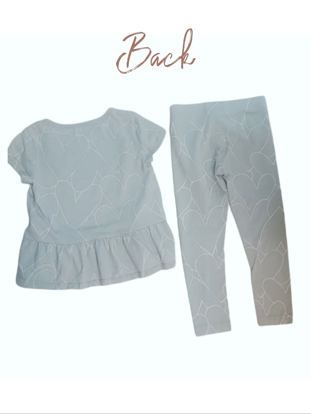 🌿Carter's Sage Green and White Heart Print 2-Piece Outfit Size 4T